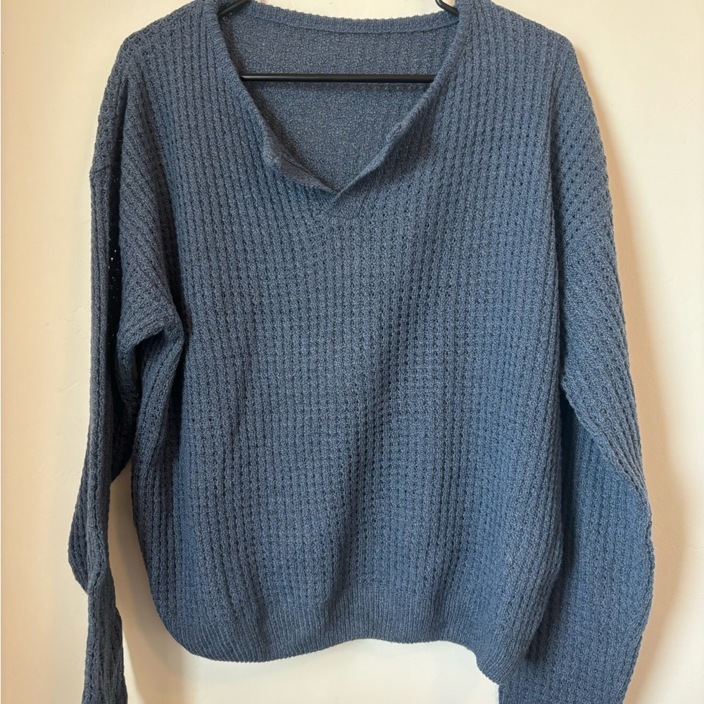 SHEIN Cozy Blue Crew Neck Sweater